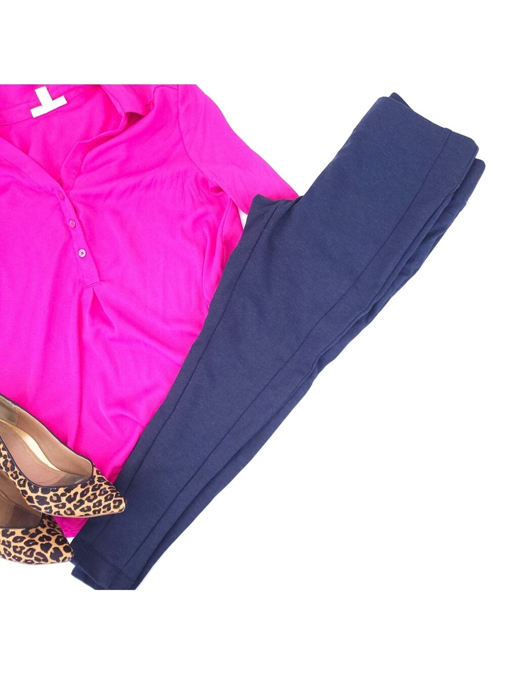 Christopher Banks Secret Slimming Crop Pants Small Petite, Navy Blue Pullup Pant